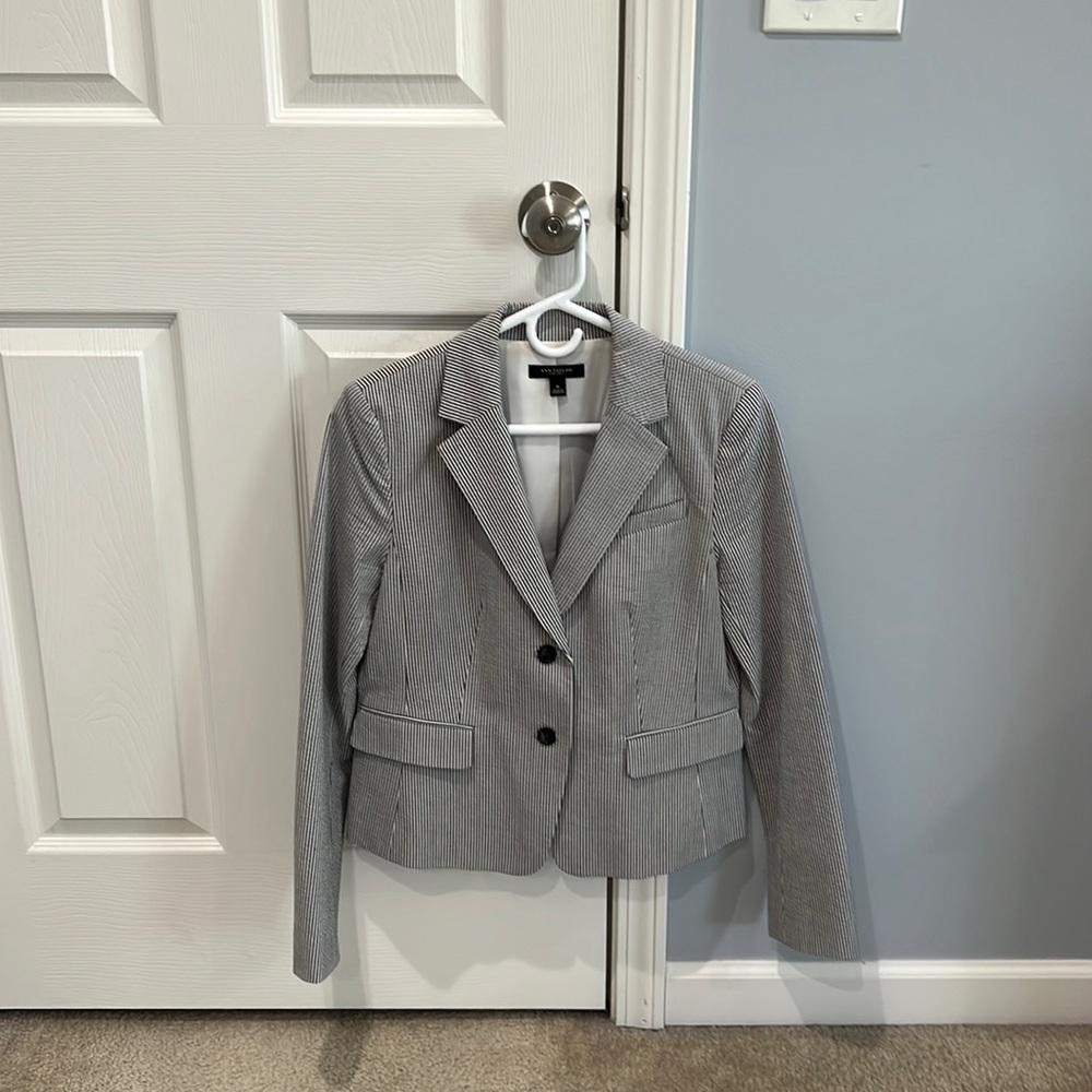 Ann Taylor navy/white striped blazer